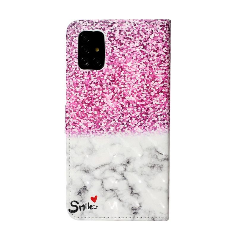 Leren Hoesje Samsung Galaxy A51 Glitter Glimlach