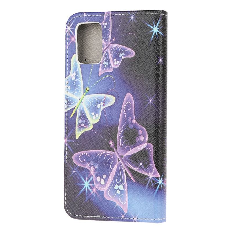 Leren Hoesje Samsung Galaxy A51 Neon Vlinders