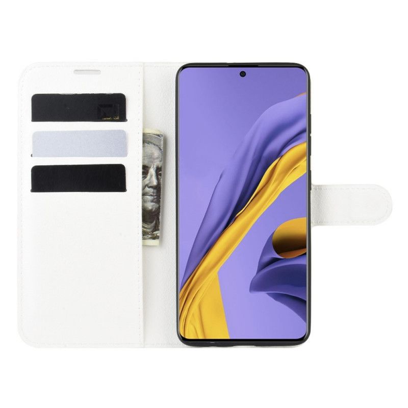 Leren Hoesje Samsung Galaxy A51 Wit Zwart Klassiek