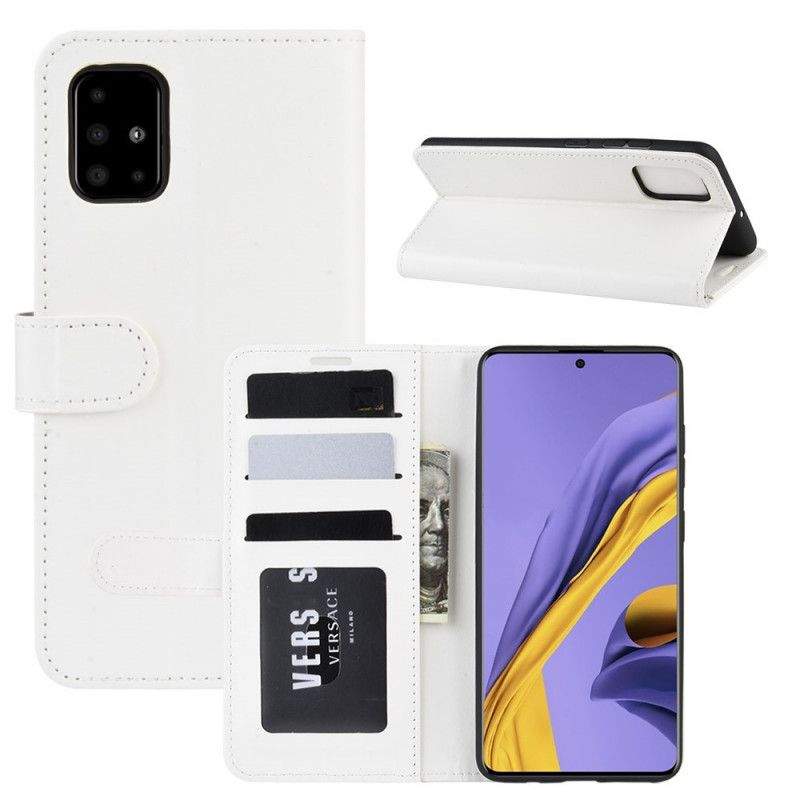 Leren Hoesje Samsung Galaxy A51 Wit Zwart Telefoonhoesje Ultra Kunstleer