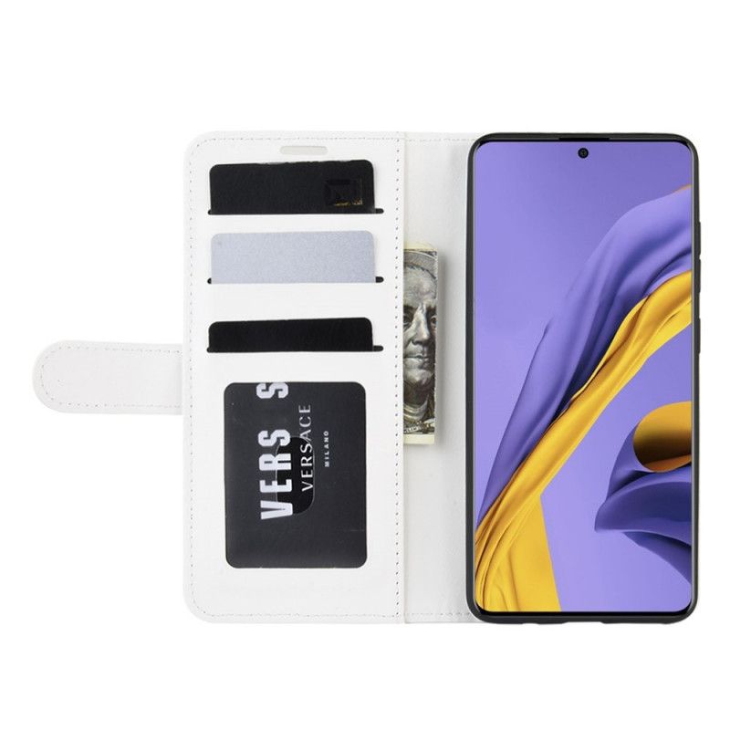 Leren Hoesje Samsung Galaxy A51 Wit Zwart Telefoonhoesje Ultra Kunstleer