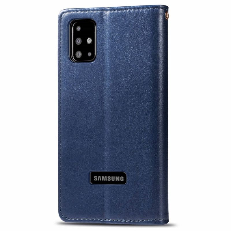 Leren Hoesje voor Samsung Galaxy A51 Rood Zwart Kunstleer En Vintage Sluiting