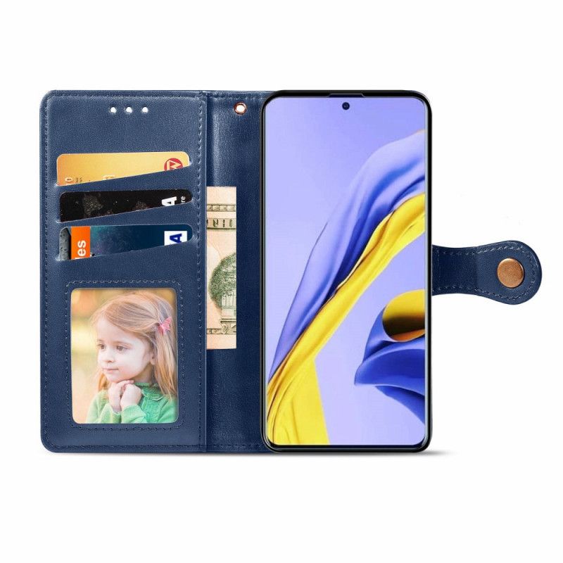 Leren Hoesje voor Samsung Galaxy A51 Rood Zwart Kunstleer En Vintage Sluiting