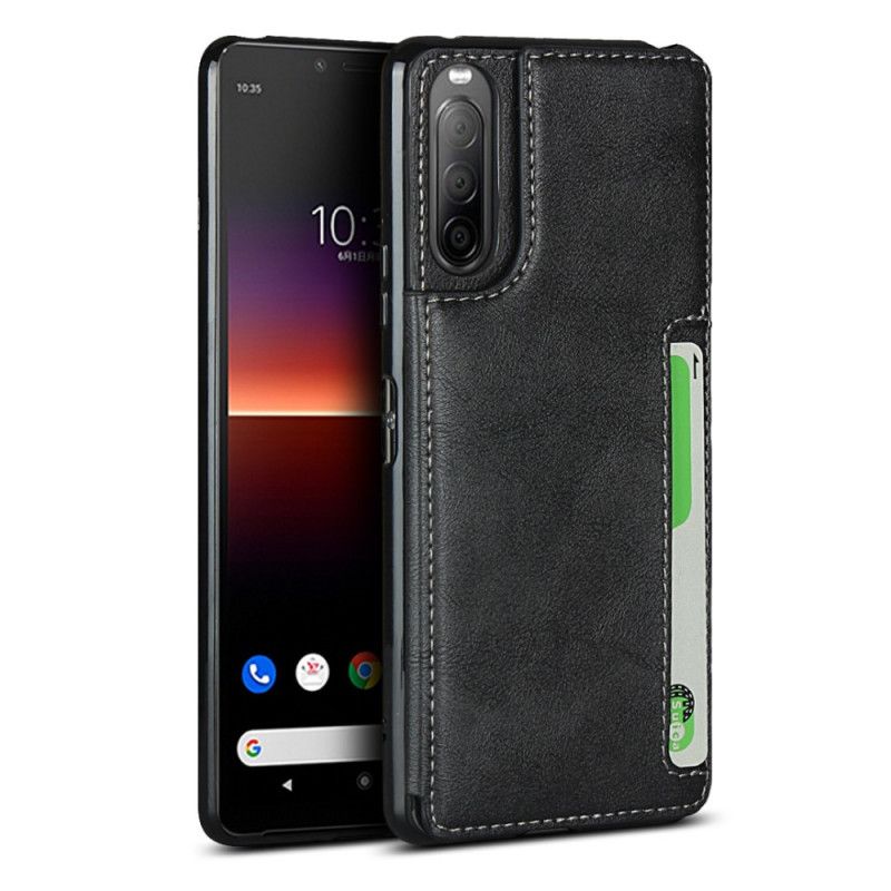 Cover Hoesje Sony Xperia 10 II Grijs Zwart Telefoonhoesje Kaarthoudersteun En Lanyard