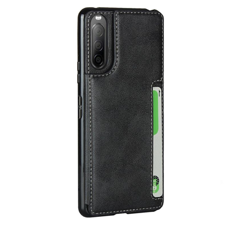 Cover Hoesje Sony Xperia 10 II Grijs Zwart Telefoonhoesje Kaarthoudersteun En Lanyard