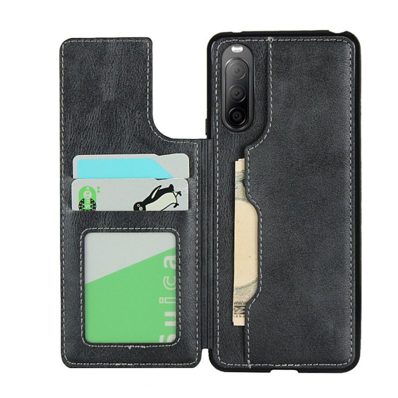 Cover Hoesje Sony Xperia 10 II Grijs Zwart Telefoonhoesje Kaarthoudersteun En Lanyard