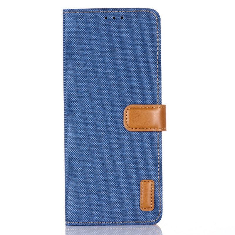 Leren Hoesje Sony Xperia 10 II Donkerblauw Zwart Oxford-Stof