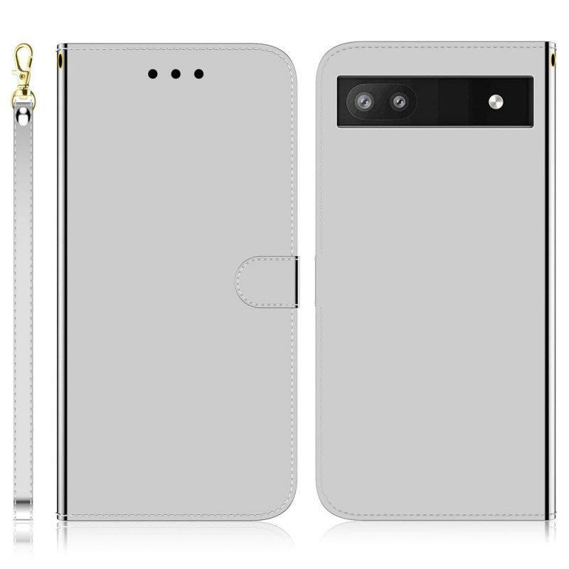 Flip Case voor Google Pixel 6A Spiegelhoes Van Imitatieleer