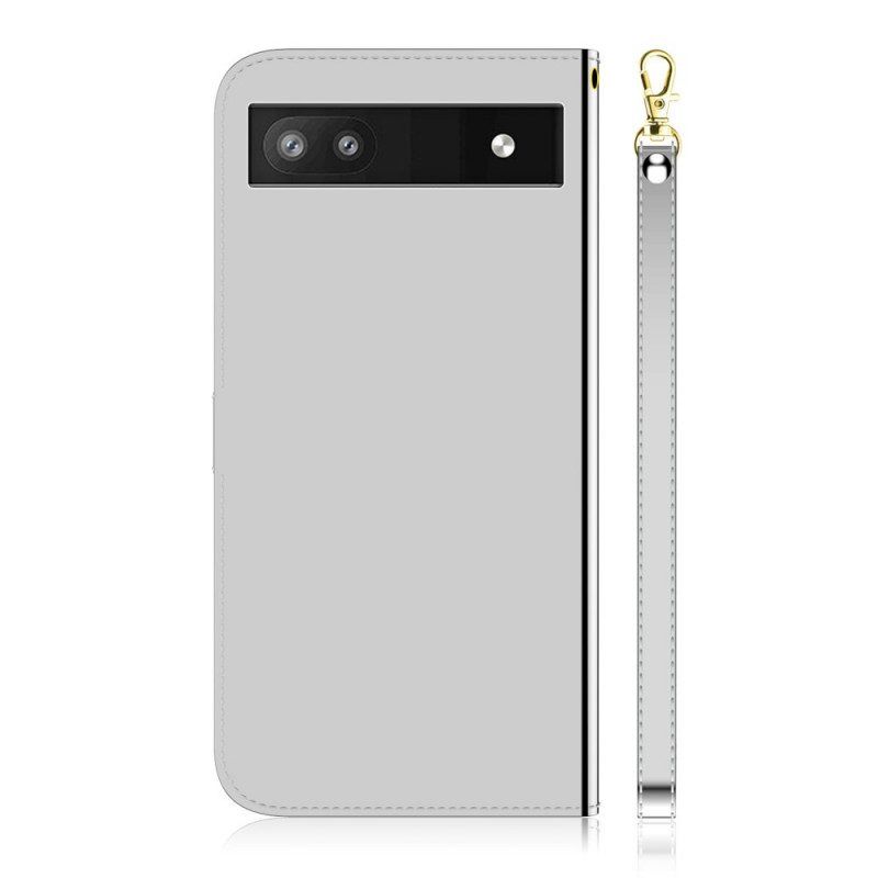 Flip Case voor Google Pixel 6A Spiegelhoes Van Imitatieleer