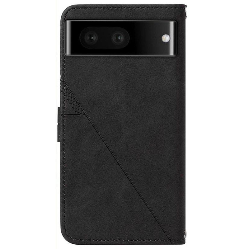 Flip Case voor Google Pixel 7 Driehoeken Met Schouderriem