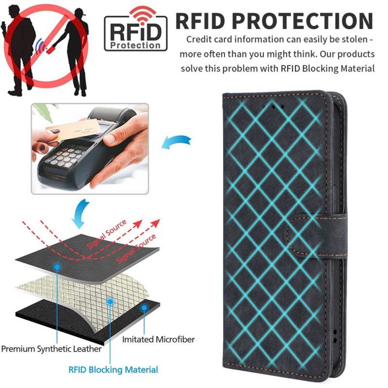 Flip Case voor Huawei P60 Pro Klassieke Rfid Met Draagkoord