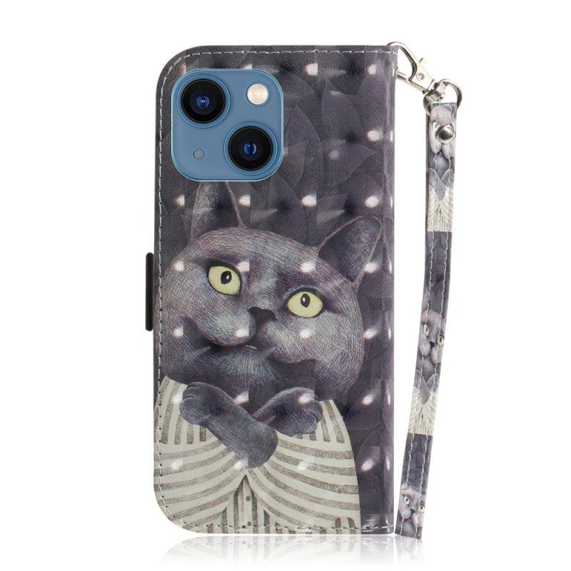 Flip Case voor iPhone 14 Plus Met Ketting String Katten