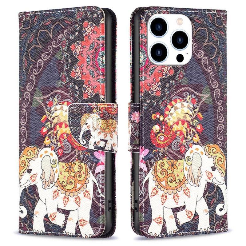 Flip Case voor iPhone 14 Pro Indische Olifant