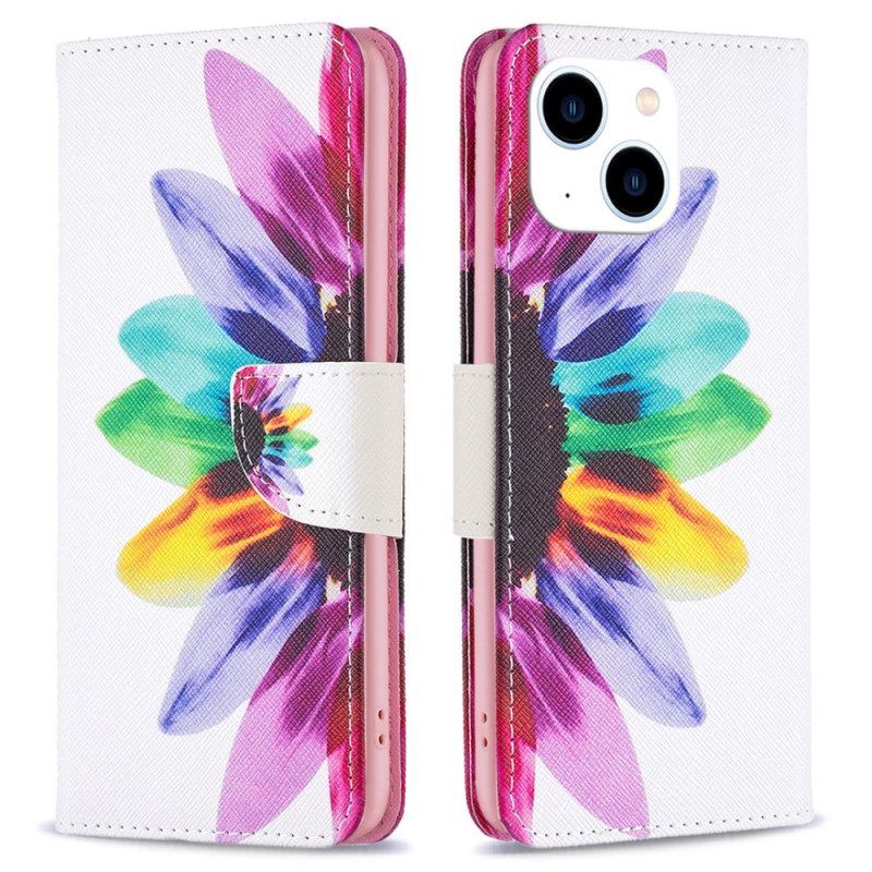 Flip Case voor iPhone 15 Waterverfbloem