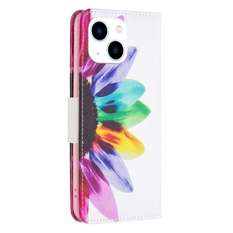 Flip Case voor iPhone 15 Waterverfbloem