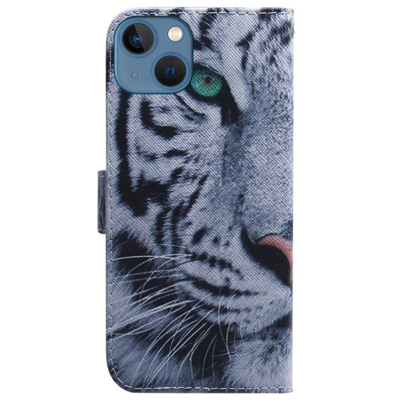 Flip Case voor iPhone 15 Witte Tijger