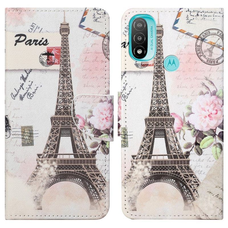 Flip Case voor Moto G71 5G Retro Eiffeltoren