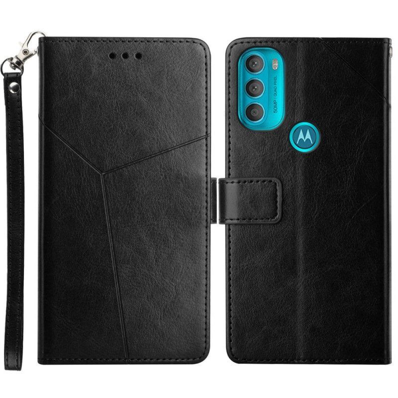 Flip Case voor Moto G71 5G Stijl Leer Geo Y Design