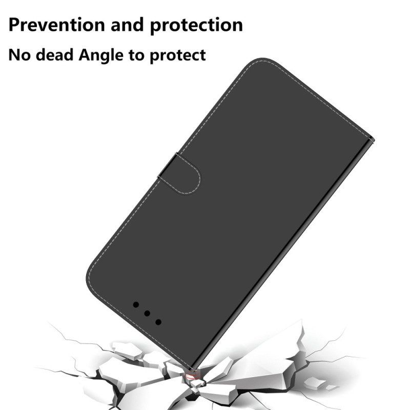 Flip Case voor OnePlus Nord 2T 5G Spiegeleffect Van Imitatieleer