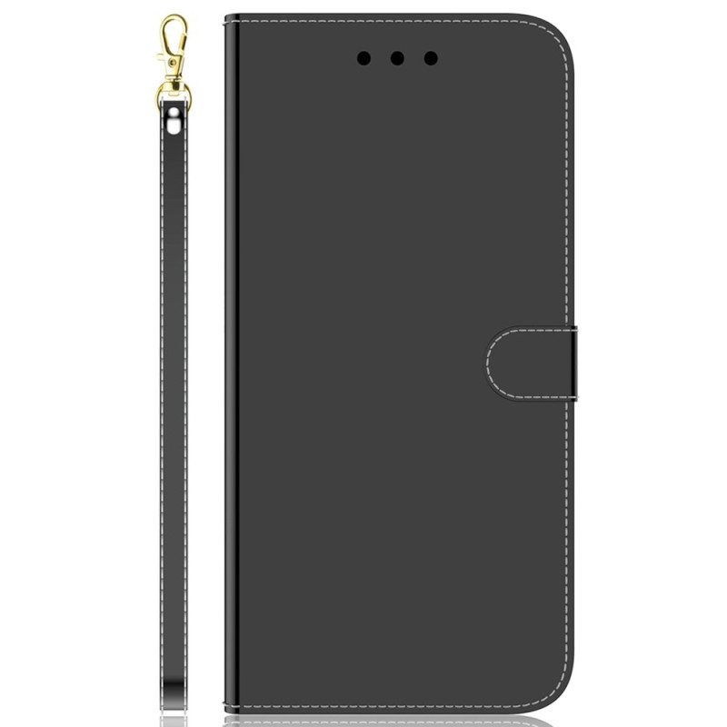 Flip Case voor OnePlus Nord 2T 5G Spiegeleffect Van Imitatieleer