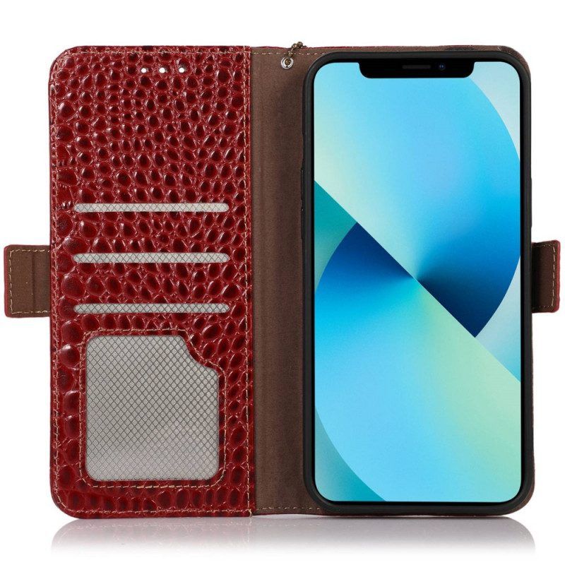 Flip Case voor OnePlus Nord CE 2 Lite 5G Rfid Echt Leer In Krokodilstijl