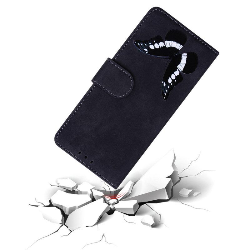 Flip Case voor Oppo Find X5 Lite Huid-aanraking Vlinder