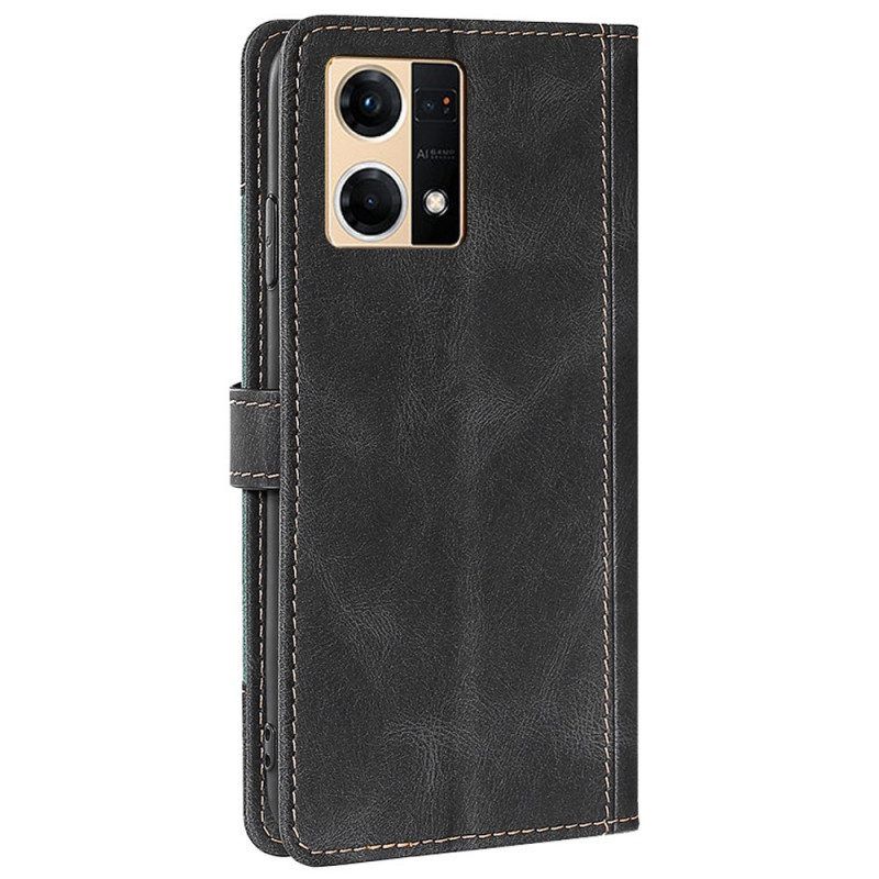 Flip Case voor Oppo Reno 7 Tweekleurige Bloemen