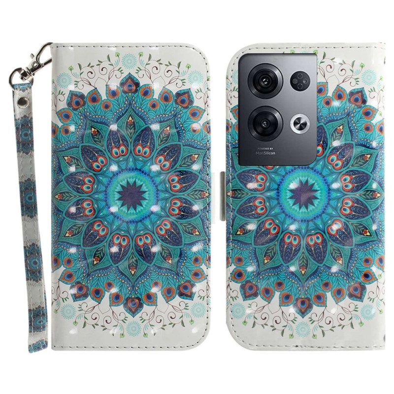 Flip Case voor Oppo Reno 8 Pro Met Ketting Strakke Mandala