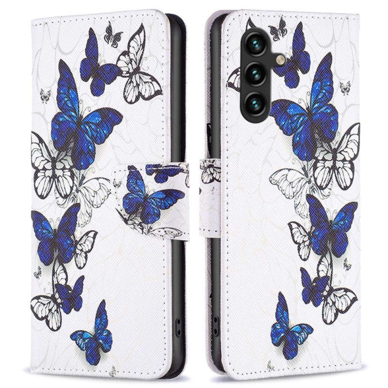 Flip Case voor Samsung Galaxy A14 / A14 5G Kleurrijke Vlinders