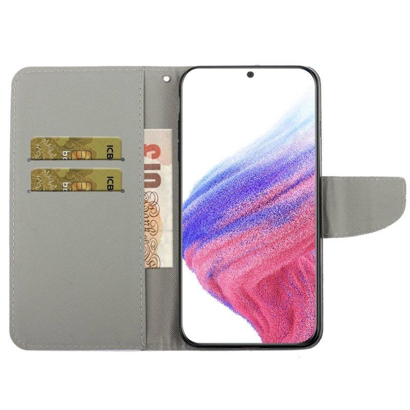 Flip Case voor Samsung Galaxy A53 5G Met Ketting Fairy Vlinders Met Lanyard