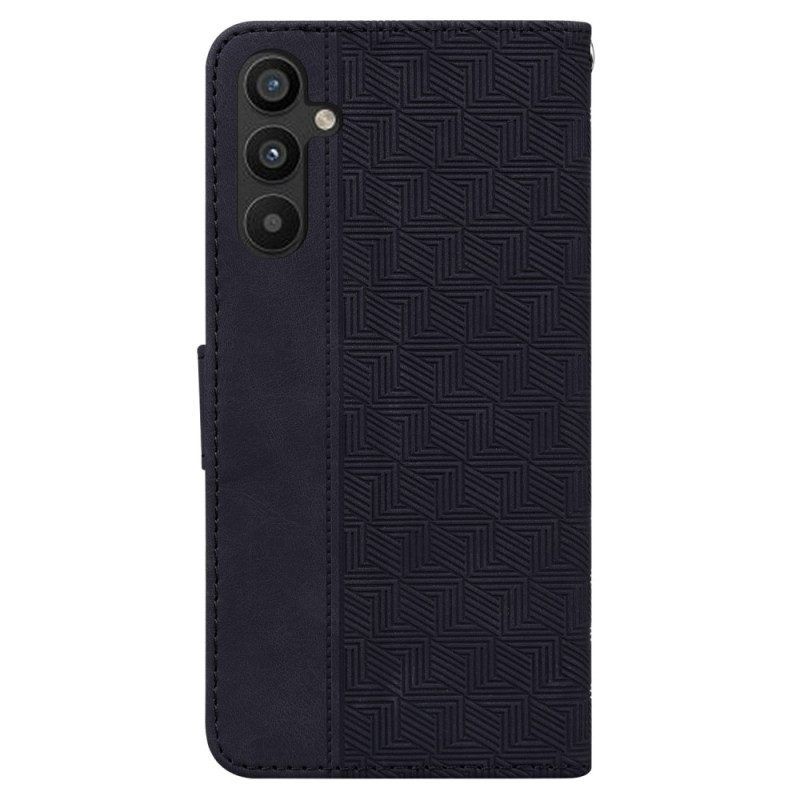 Flip Case voor Samsung Galaxy A54 5G Discrete Patronen En Riem