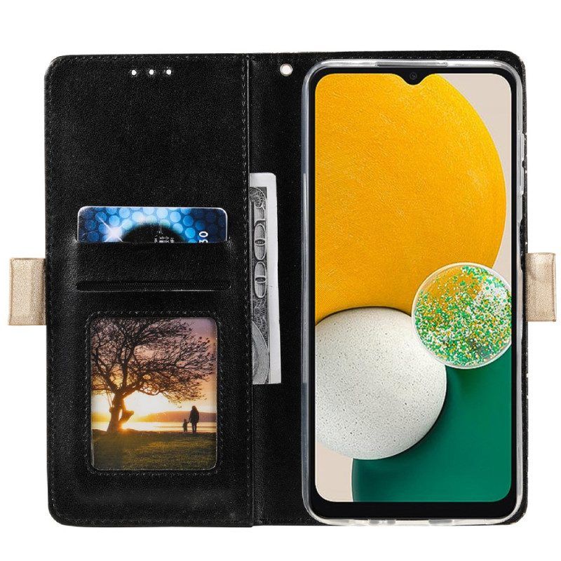 Flip Case voor Samsung Galaxy A54 5G Met Ketting Portemonnee Met Kanten Riem