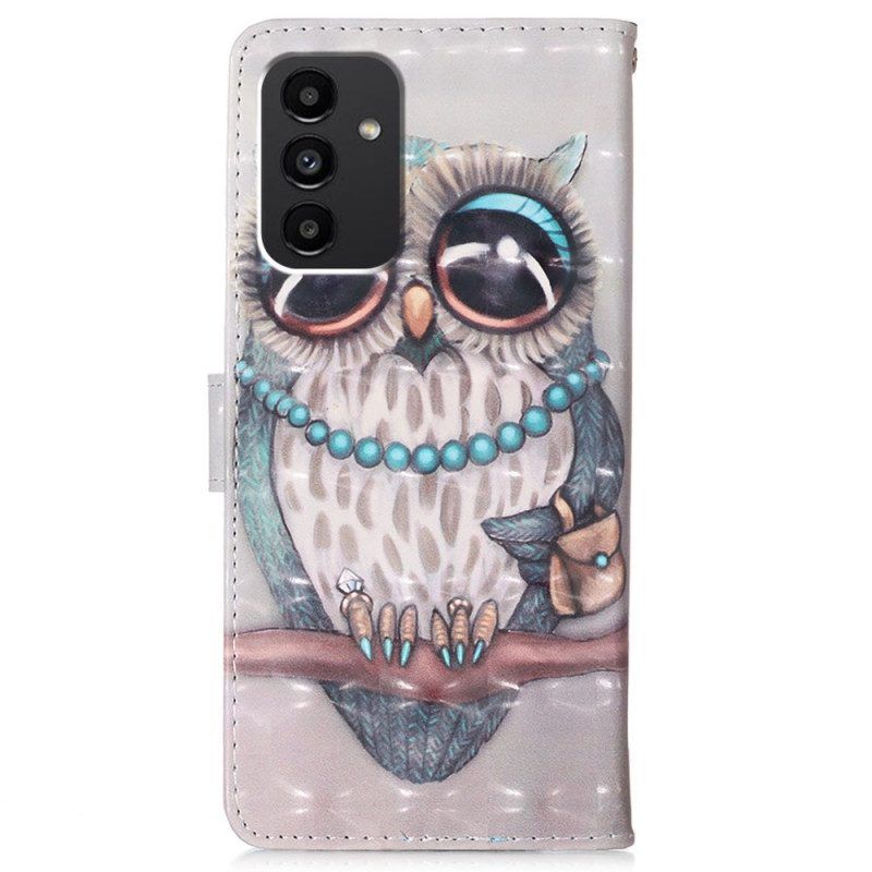 Flip Case voor Samsung Galaxy A54 5G Miss Uil Met Lanyard