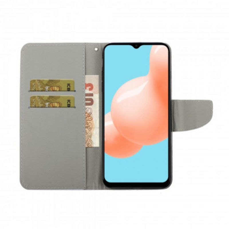 Flip Case voor Samsung Galaxy M12 / A12 Lappendeken Met Koord