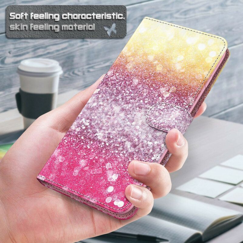 Flip Case voor Samsung Galaxy M12 / A12 Magenta Glitterverloop