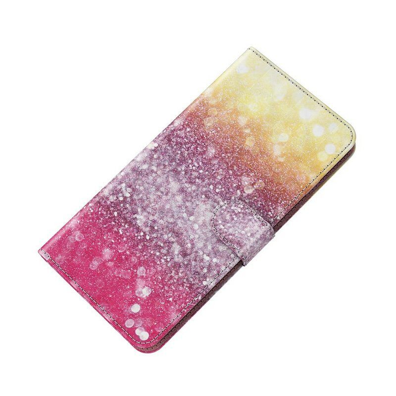 Flip Case voor Samsung Galaxy M12 / A12 Magenta Glitterverloop