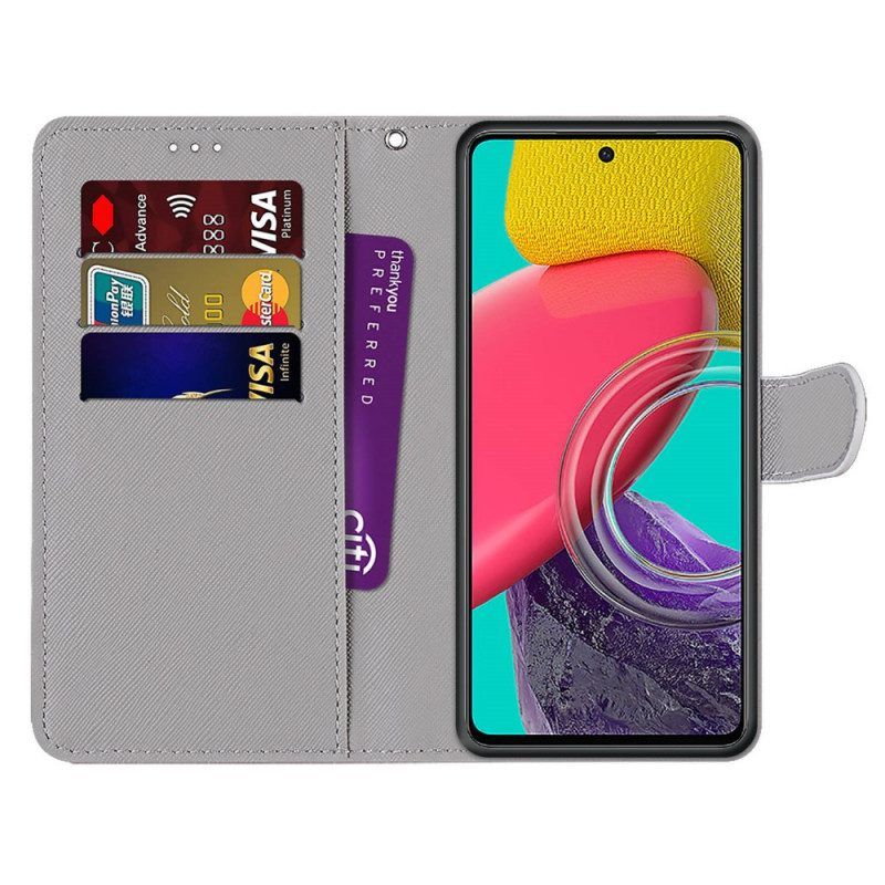 Flip Case voor Samsung Galaxy M53 5G Marmer En Glitterdriehoek