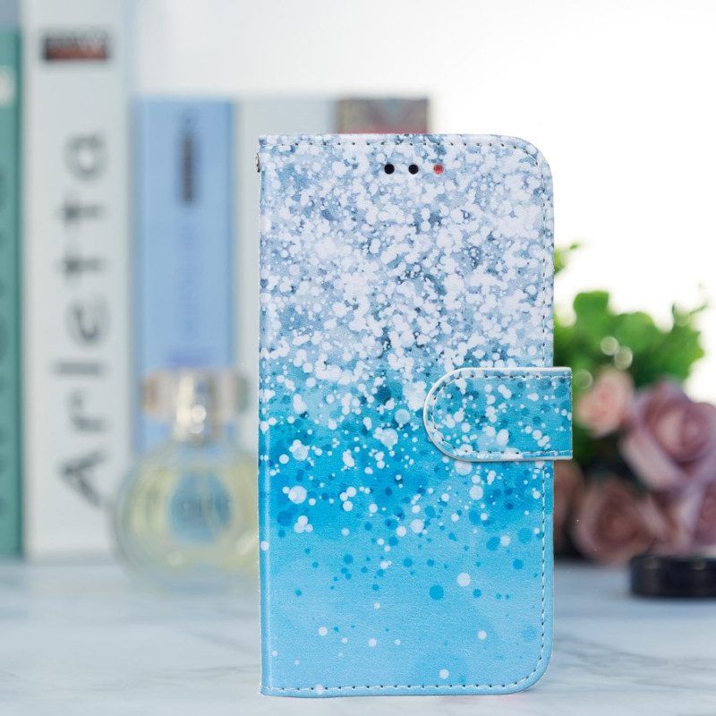 Flip Case voor Samsung Galaxy S22 5G Blauw Glitterverloop