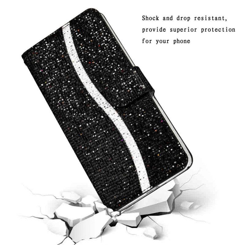 Flip Case voor Samsung Galaxy S22 5G Pailletten S-ontwerp