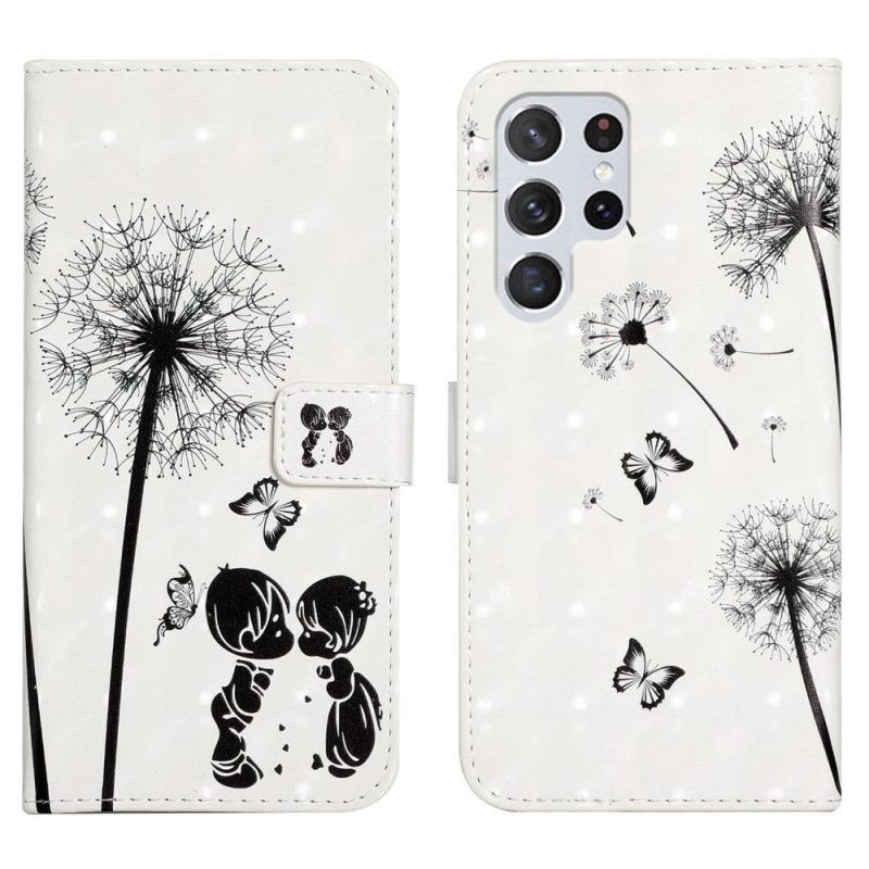 Flip Case voor Samsung Galaxy S22 Ultra 5G Baby Love Paardebloem