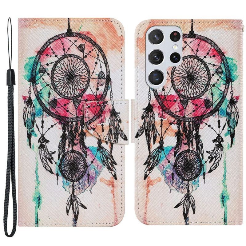 Flip Case voor Samsung Galaxy S22 Ultra 5G Dromenvanger Aquarel