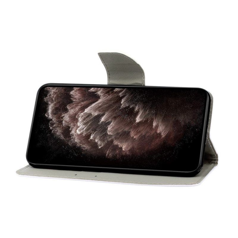 Flip Case voor Samsung Galaxy S22 Ultra 5G Gekleurde Vellen Met Koord