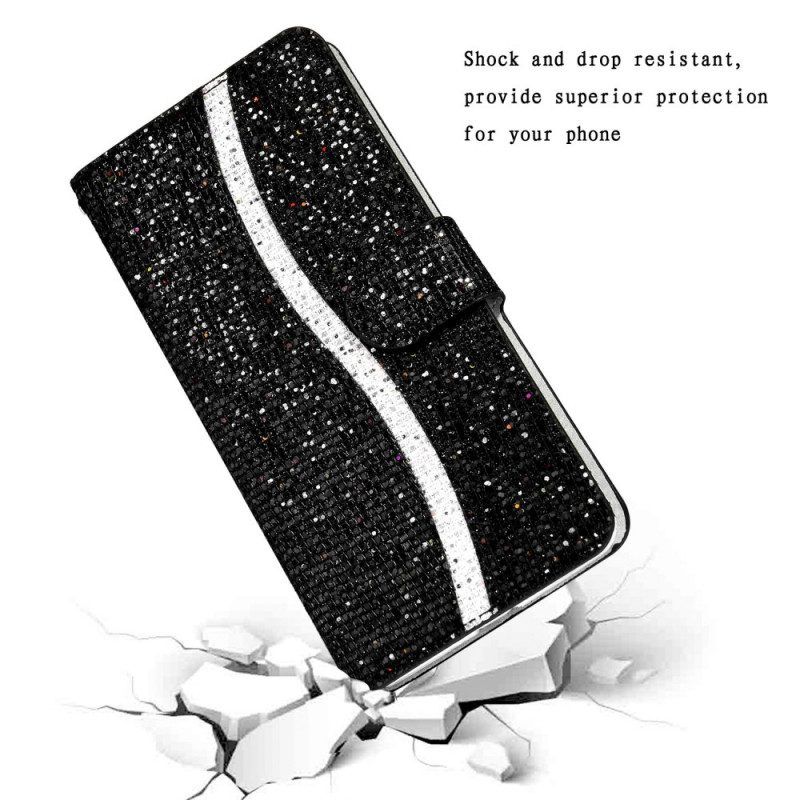 Flip Case voor Samsung Galaxy S22 Ultra 5G Pailletten S-ontwerp