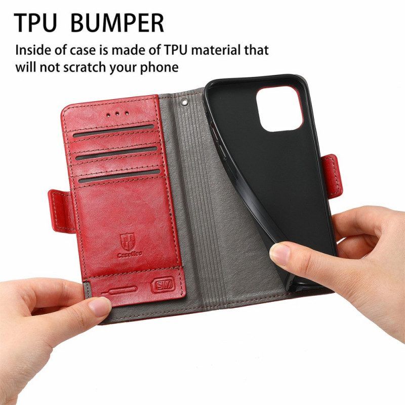 Flip Case voor Samsung Galaxy S22 Ultra 5G Tweekleurige Dubbele Sluiting