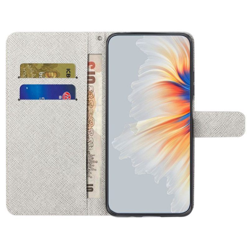 Flip Case voor Samsung Galaxy S23 5G Maan Bloemen