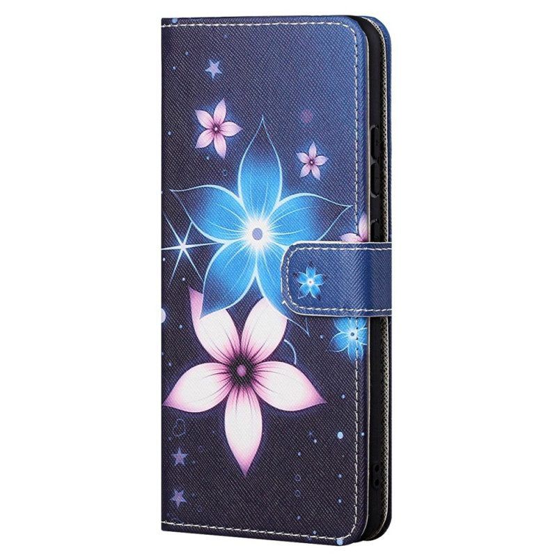 Flip Case voor Samsung Galaxy S23 5G Maan Bloemen