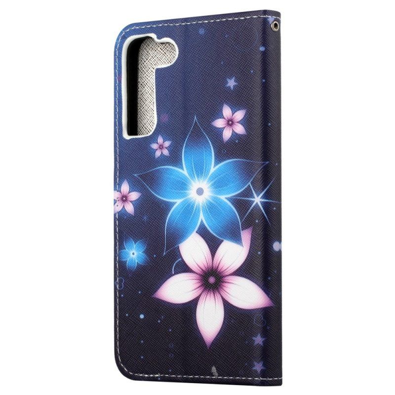 Flip Case voor Samsung Galaxy S23 5G Maan Bloemen