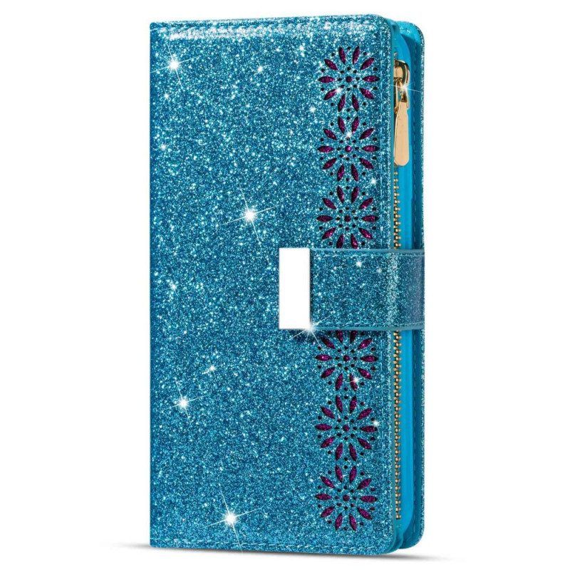 Flip Case voor Samsung Galaxy S23 5G Portemonnee Leren Portemonnee Met Pailletten