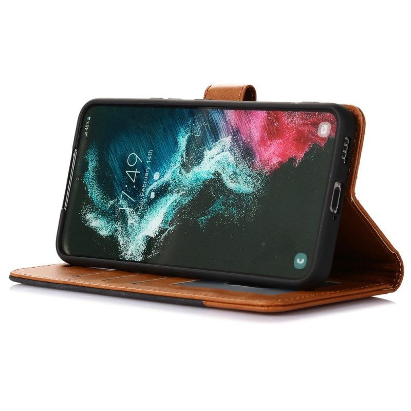 Flip Case voor Samsung Galaxy S23 Plus 5G Bicolor Skin-touch