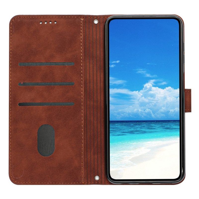 Flip Case voor Samsung Galaxy S23 Ultra 5G Glimlach Met Sleutelkoord